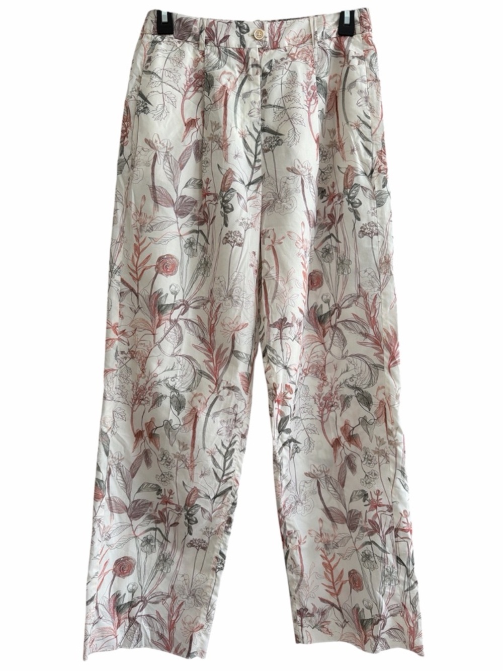 AGNONA Luxury Italian Floral Print  Cotton/ Silk Pants -  Botanical Motif